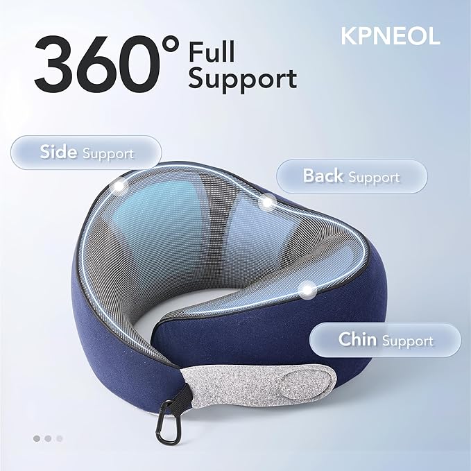 Travel Pillow, 100% Pure Memory Foam Travel Neck Pillow Airplane Neck Support - Image 2