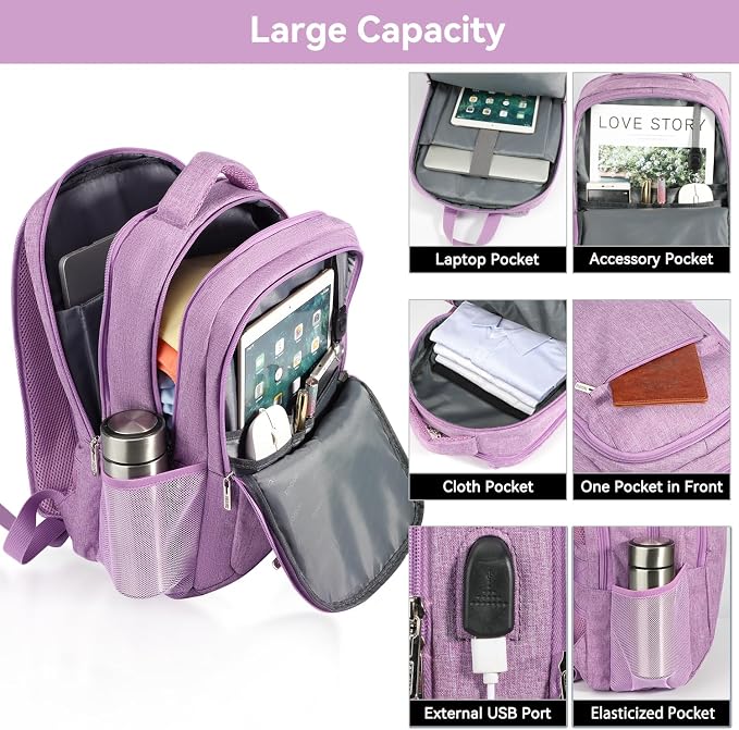 Voova Travel Laptop Backpack, Business Work Laptop Backpack - Image 3