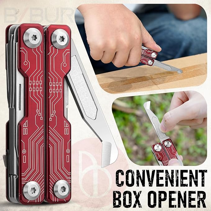BIBURY Mini Keychain Multitool Scissors BI2061R, 9 in 1 Multitool EDC Scissors - Image 5