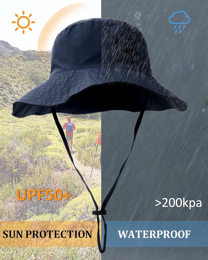 Water-Resistant Sun UPF 50+ Bucket Hat Protection Packable Brimmed Boonie - Image 2