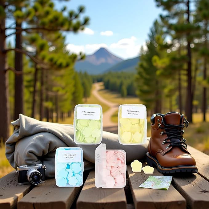 4 Boxes Paper Soap, 4 Random Different Scented Mini Portable Disposable Petal - Image 4