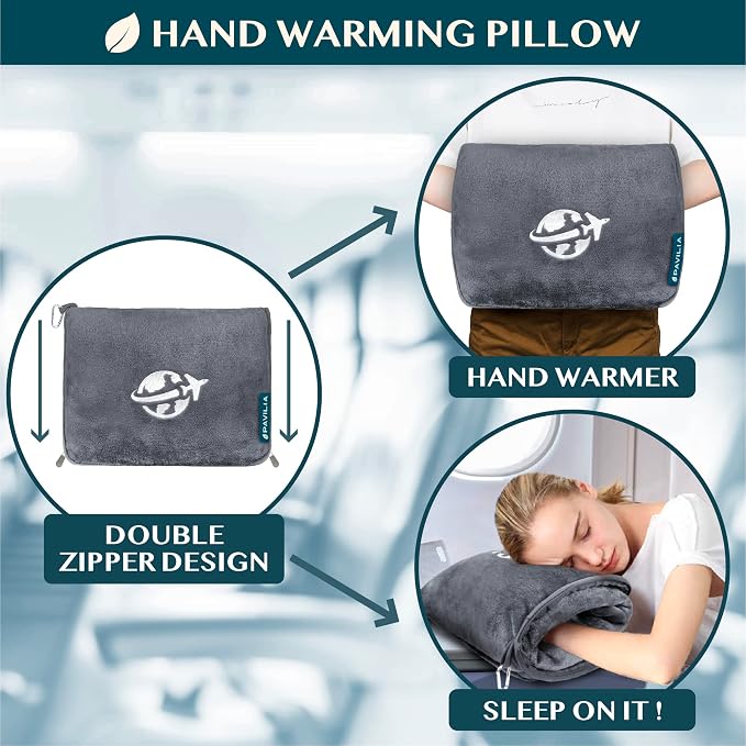PAVILIA Travel Blanket and Pillow, Arms Opening Airplane Blankets - Image 5