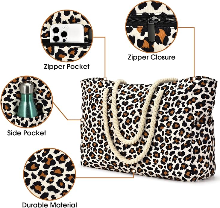 Becokan Beach Bag Large Beach Tote Bag - Image 2