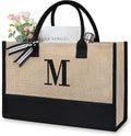 TOPDesign Initial Jute/Canvas Tote Bag, Personalized Present Bag, Suitable by TOPDesign