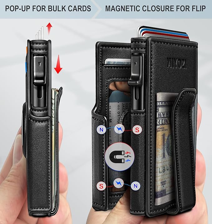 Airtag Wallet for Men, with Money Clip 10 Cards Metal Case Smart Slim Pop Up - Image 3