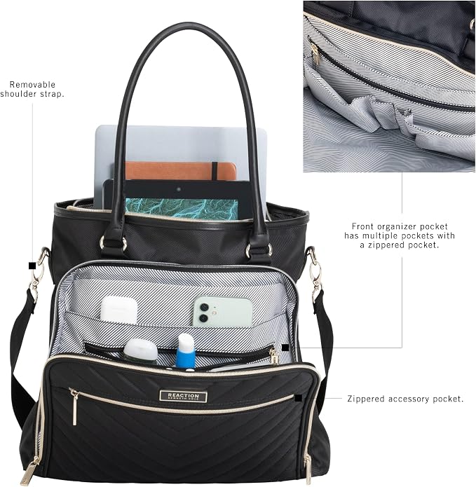 Kenneth Cole REACTION Chelsea Quilted Chevron 15" Laptop & Tablet Business Tote - Image 3