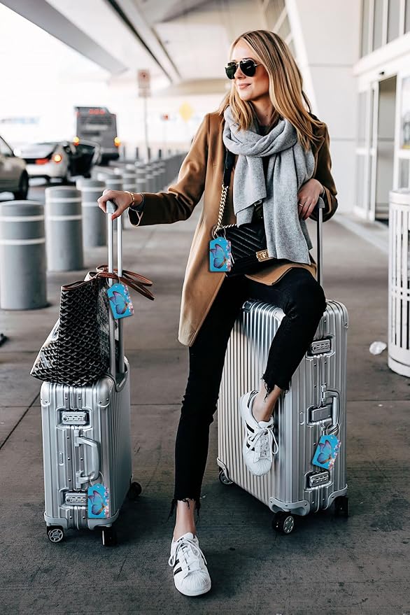 2 Pack Luggage Tags for suitcases Blue Funny Cute Butterfly Luggage Tag - Image 5