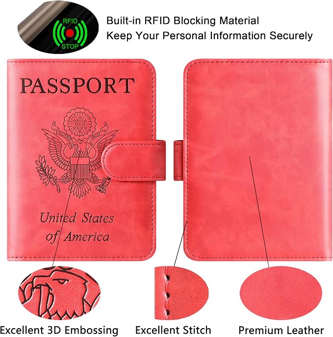 Passport Holder Cover Wallet Travel Essentials Leather Rfid Blocking Case - Image 4