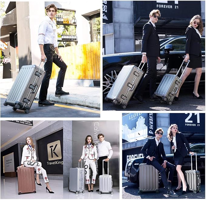 TRAVELKING All Aluminum Luggage Zipperless Hard Shell Suitcase - Image 7