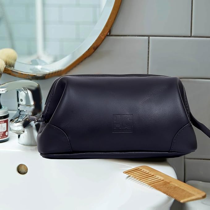 HLC Leather Toiletry Bag for Men Best Gift Premium Genuine Leather Dopp Kit - Image 5