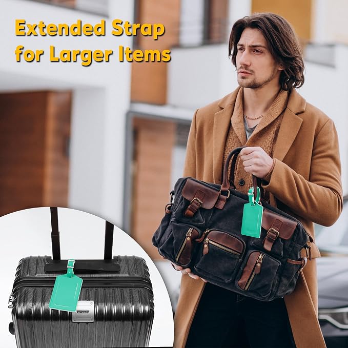 8 Pack Leather Luggage Travel Bag Tags by Travelambo - Image 5