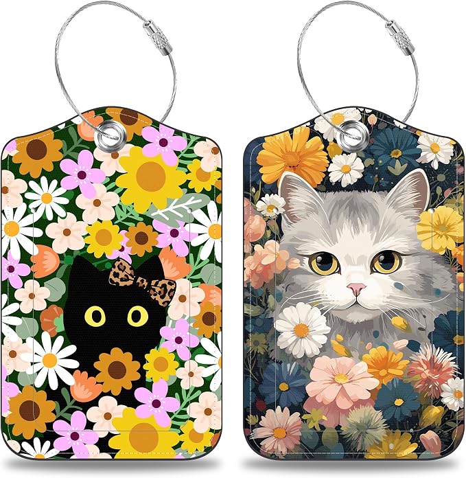 2 Pack Luggage Tags for Suitcases Cute Cat by Unknown