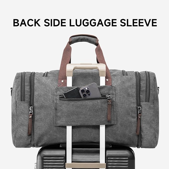Canvas Expandable Duffle Bag for Men Traveling, Luggage Travel Bag Weekender - Image 8