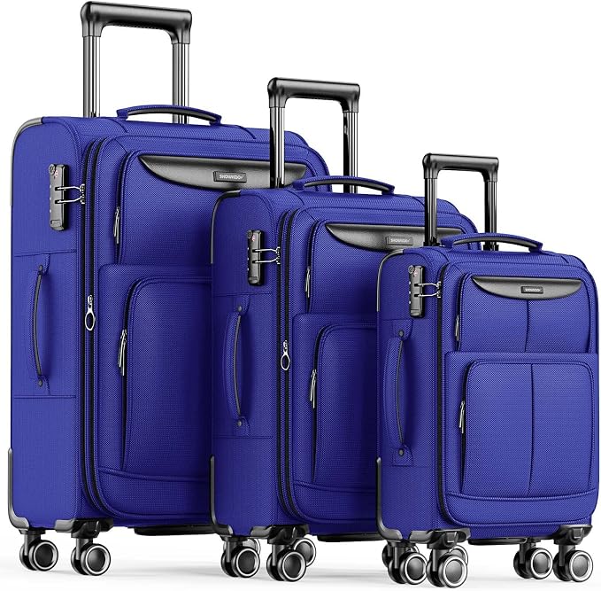 SHOWKOO Luggage Sets 3 Piece Softside Expandable Lightweight Durable Suitcase by SHOWKOO