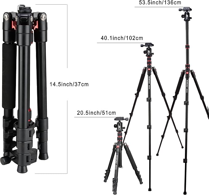 BONFOTO B690A Camera Tripod for Travel, Lightweight Aluminum Portable DSLR - Image 7