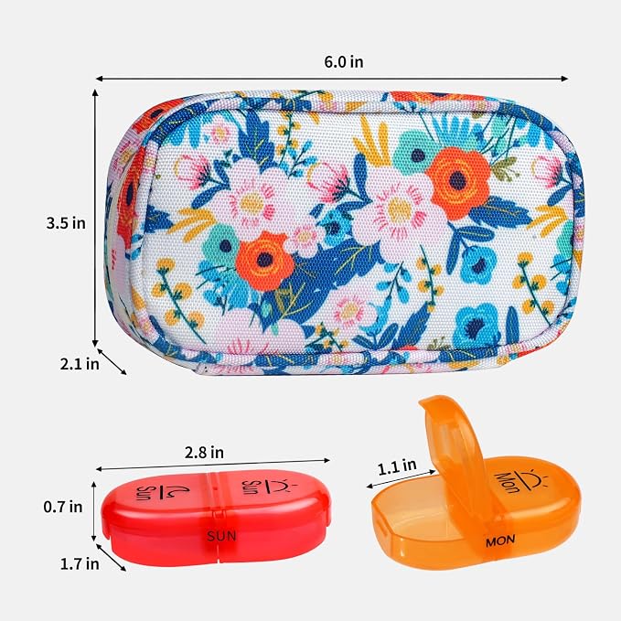Serfeymi Weekly Travel Pill Organizer 2 Times A Day AM PM Rainbow Pill Box 7 Day - Image 2