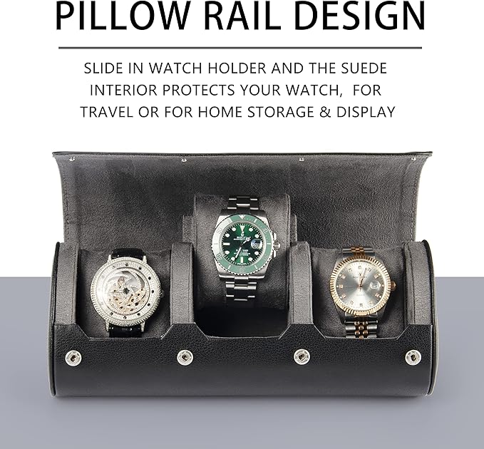 Watch Travel Case for Men: 3 Slot Watch Box Organizer Display Case - Image 3