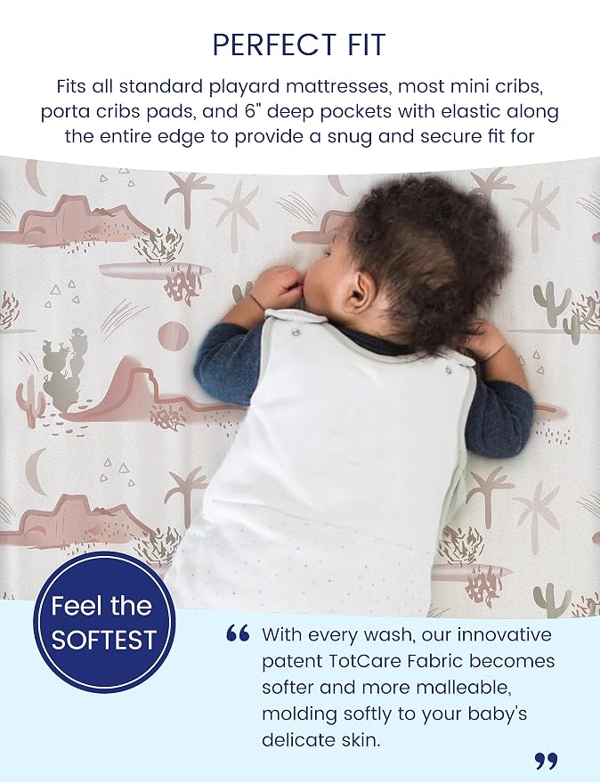 TotAha Cactus Pack N Play Sheets, Premium Stretch Fitted Portable Mini Cribs - Image 3