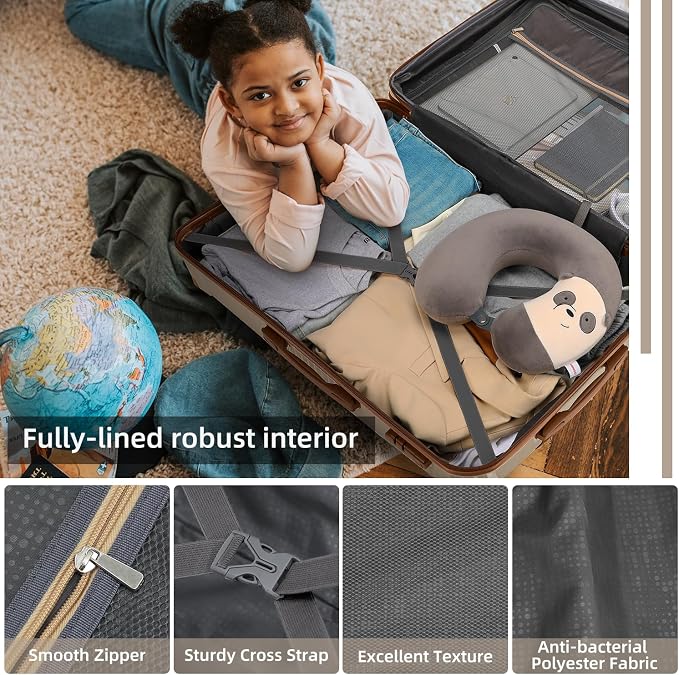 LEAVES KING Luggage Sets 5 Piece, Expandable PP Suitcase - Image 6
