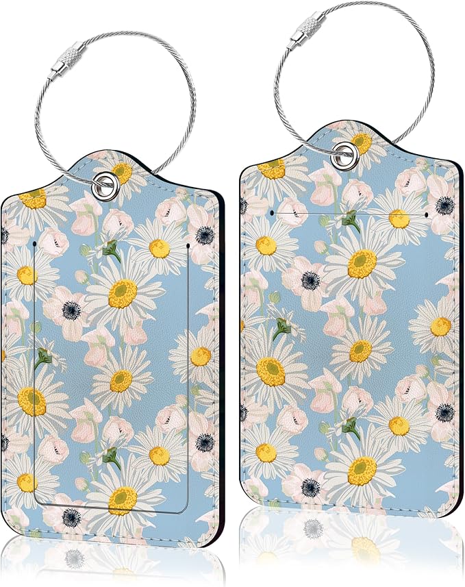 2 Pack Luggage Tag for Suitcase, Cute Unique Leather Suitcase Tags Identifiers by COWDIY