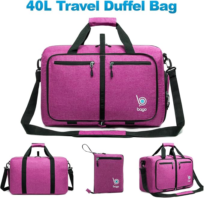 Bago Foldable Duffel Bags for Traveling Women & Men - 40L Sports Packable - Image 8