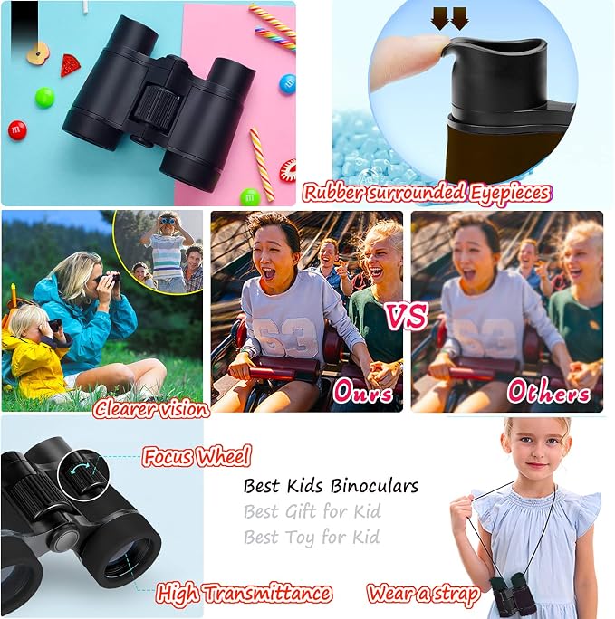 Kids Binoculars Best Gifts for 3-12 Years Boys Girls High-Resolution Optics - Image 4