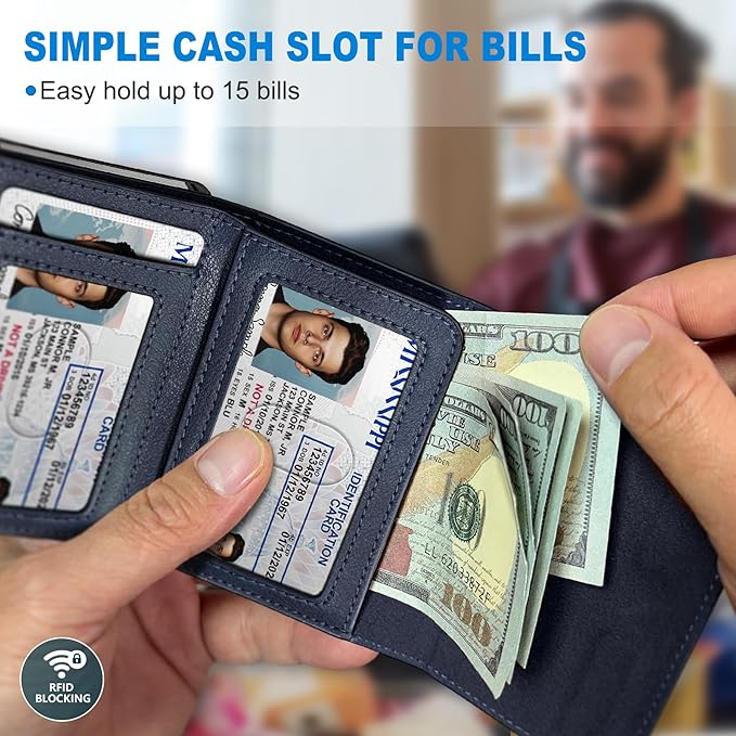 Wallet for Men, with Cash Pocket 2 ID Window 9-13 Cards, Metal Case Smart Slim - Image 4