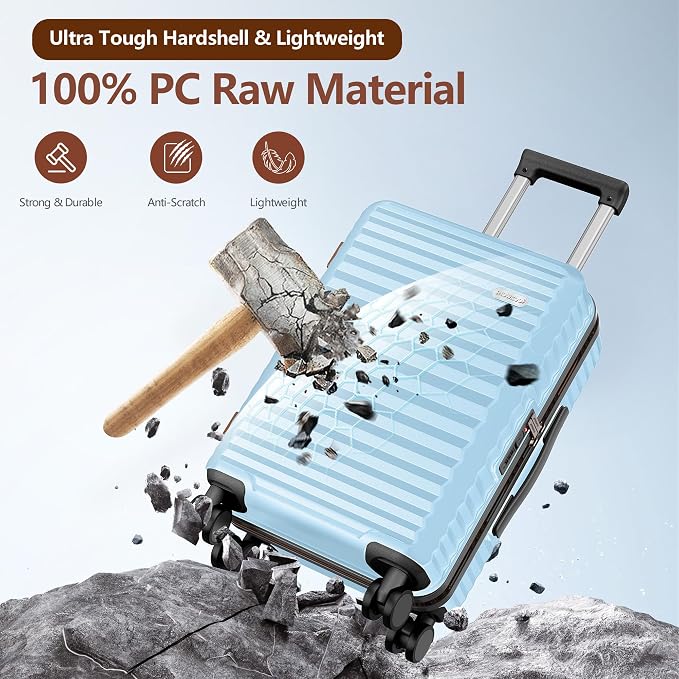SHOWKOO Luggage Sets 3 Piece Hardside Expandable Suitcase - Image 3