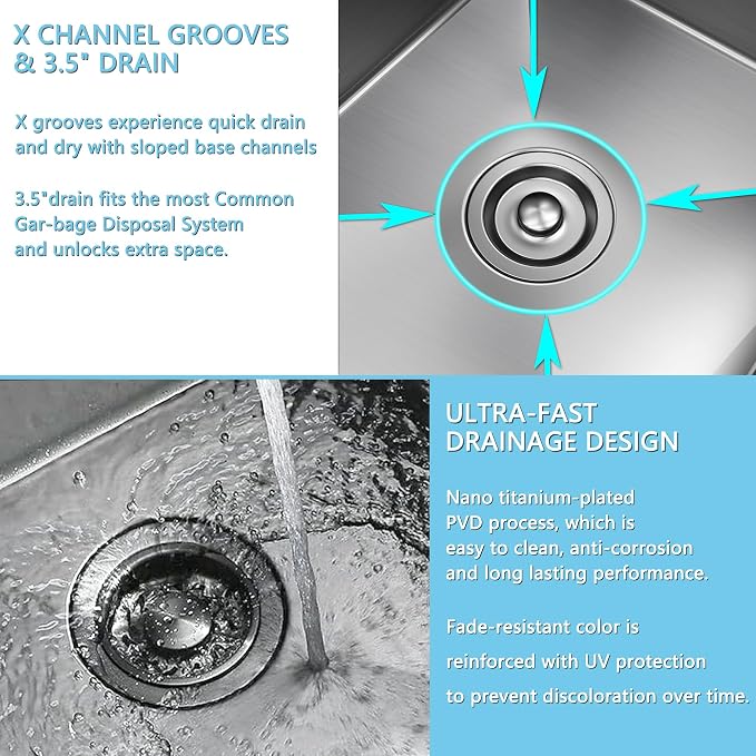 15 x 15 inch Drop in Bar Sink, Small Topmount Kitchen Sink Single Bowl 18 Gauge - Image 3