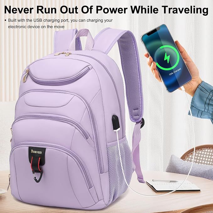 Boavan Laptop Backpack for women, 15.6inch Laptop Bag - Image 7