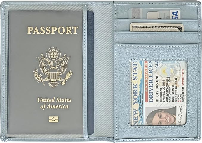 Personalized Monogrammed Chambray Leather RFID Passport Wallet - Image 5