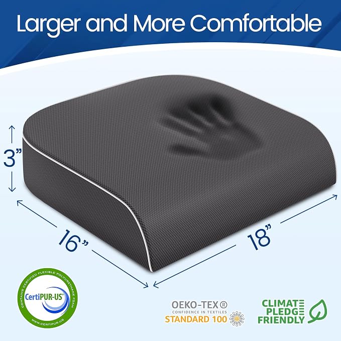 Seat Cushion for Tailbone Pain Relief, Office Chair Cushion, Memory Foam Large - Image 2