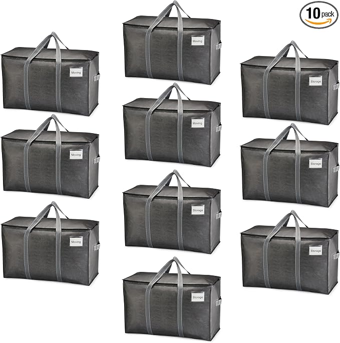 VENO 10 Pack Moving Bags, Heavy Duty, Moving Boxes Alternative, Packing Storage by Veno