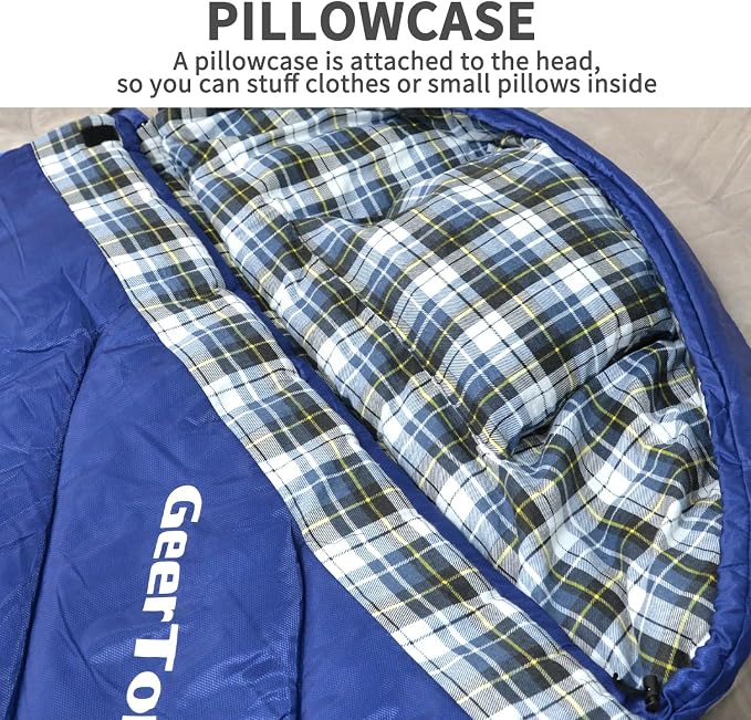 GEERTOP Flannel Sleeping Bag for Adults XXL 4 Season, 0 Degree Sleeping Bag for - Image 7