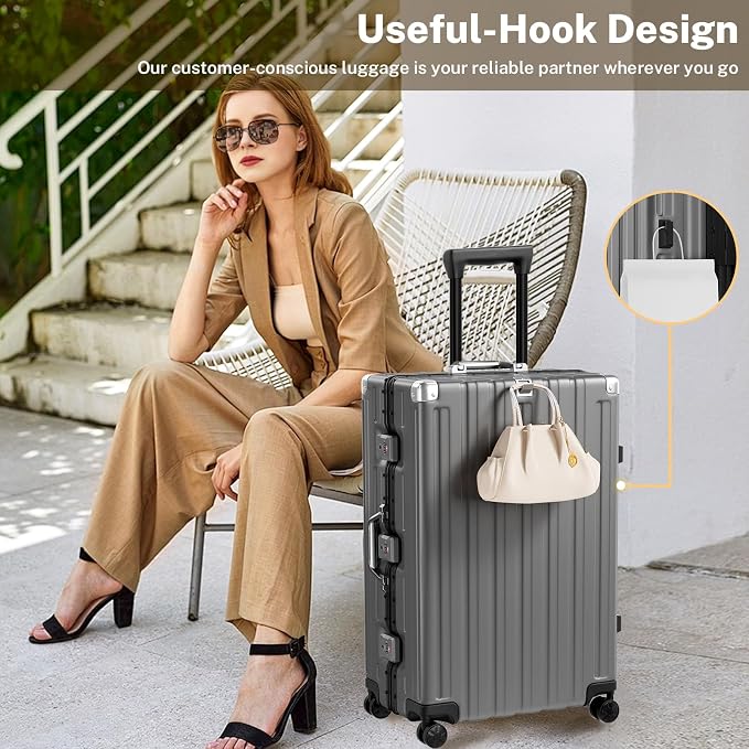 Krute Luggage Set 2 Pieces 20 28 Inch Aluminum Frame Carry on Luggages TSA Lock - Image 4