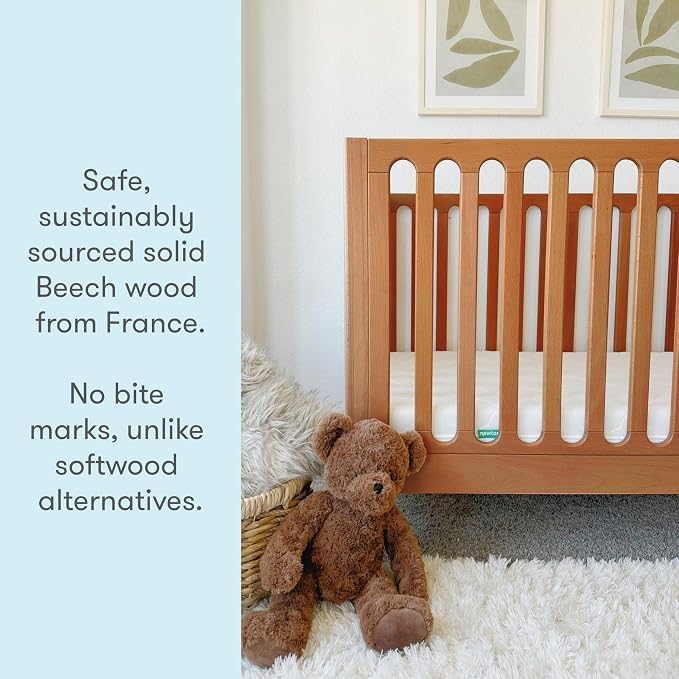 Newton Baby Galileo Standard Crib, Solid Beech Wood in Chestnut Color, 3-in-1 - Image 2