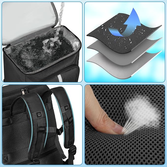 Backpack Cooler Insulated Leak Proof 35 Cans, 2 Insulated Compartments Thermal - Image 6