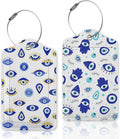Blue Evil Eyes Hamsa Hand Luggage Tags by Oeaskly