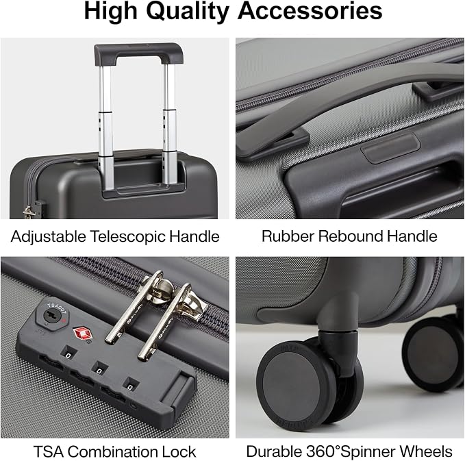 Hanke 16 Inch Underseat Carry On Luggage Hard Shell Suitcases - Image 7