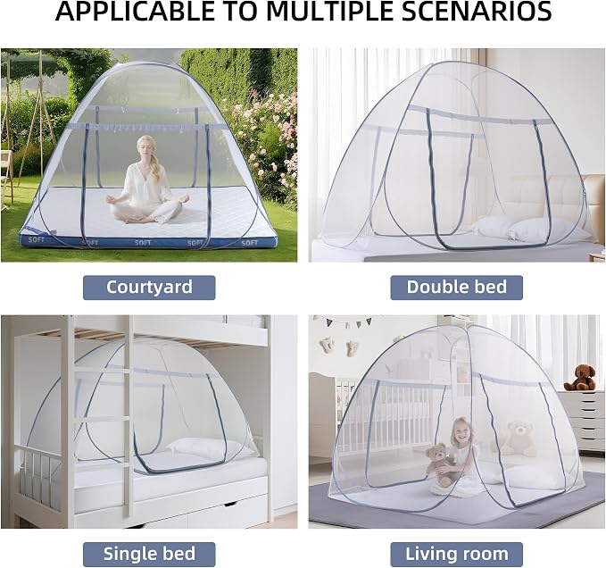 Pop-Up Mosquito Net Tent for Bed, Portable Folding Design Outdoor Camping Bed - Image 7
