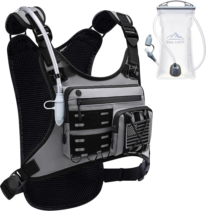 Running Vest with 2L Water Bladder, USA Original Patent, Lightweight Adjustable by Zelvot
