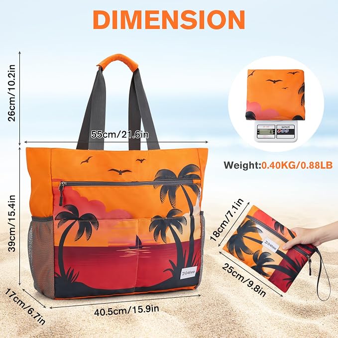 G4Free Beach Bag, Waterproof Sandproof Beach Tote Bag, Large Capacity Foldable - Image 6