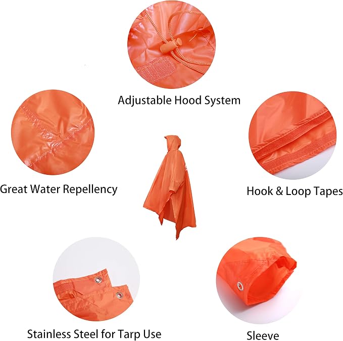 longsinger Rain Poncho for Adult, Waterproof Rain Poncho - Image 4