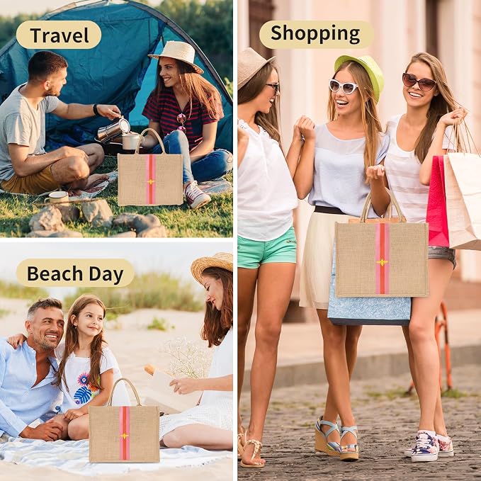 Large Beach Bag Jute Woven Tote - Image 9