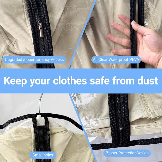Garment Bags for Hanging Clothes 24'' x 60'' Coat Covers for Closet Foldable - Image 5