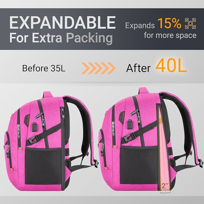 40L Expandable Laptop Backpack, Anti-thief Travel Backpack - Image 3