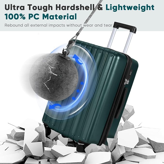 SHOWKOO Luggage Sets 3 Piece 100% PC Ultra Tough Hardside Expandable Suitcases - Image 3