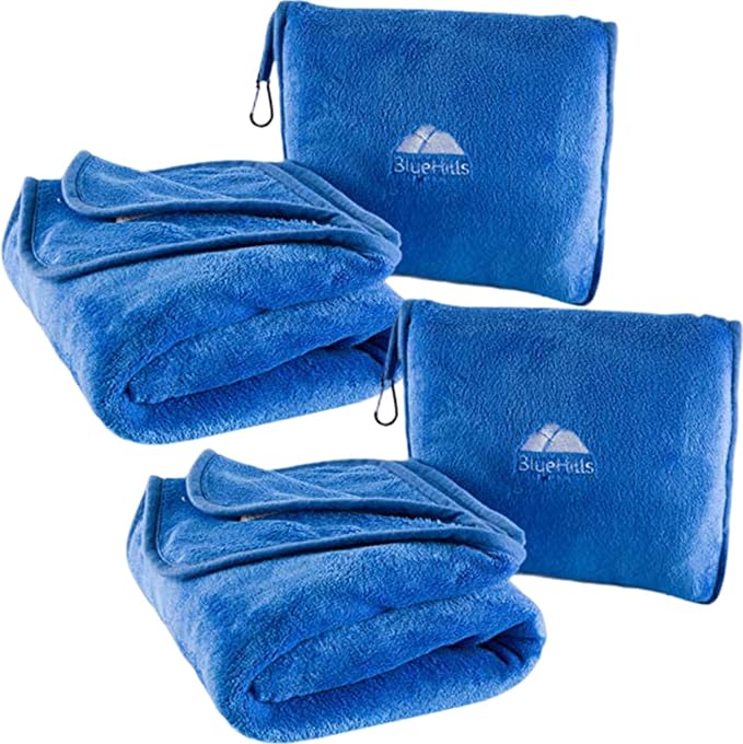 BlueHills 2-Pack Premium Soft Travel Blanket Pillow Airplane Blanket in Soft by BlueHills