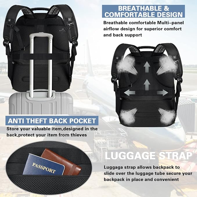 Travel Laptop Backpack, Extra Large 18.4 Inch Laptop RFID Anti Theft TSA - Image 5