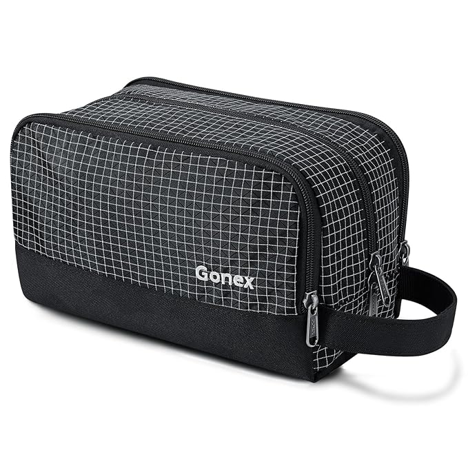 Gonex Travel Toiletry Bag Nylon, Dopp Kit Shaving Bag Toiletry Organizer Check by Gonex